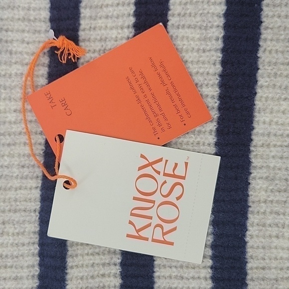 Knox Rose Women's Crewneck Ribbed Pullover Sweater navy/cream size M NWT - Picture 9 of 12